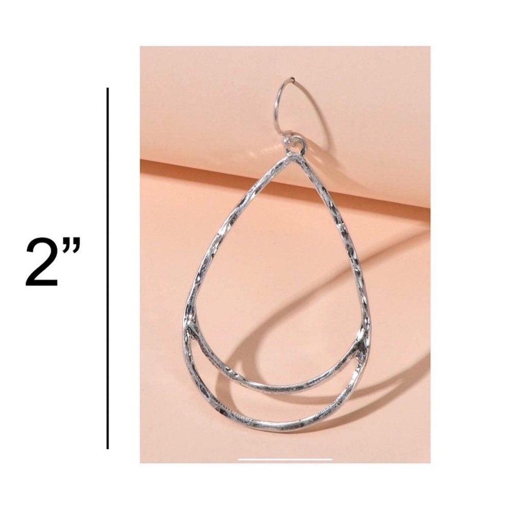 2/$20! Silver Pear-Shaped Boho Earrings - Picture 3 of 6